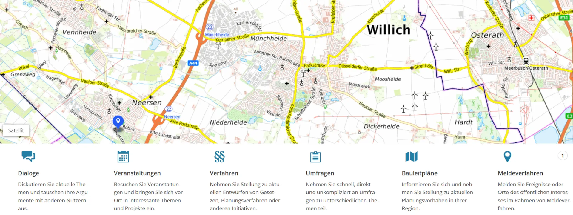 Geografische Karte mit Beteiligungsverfahren