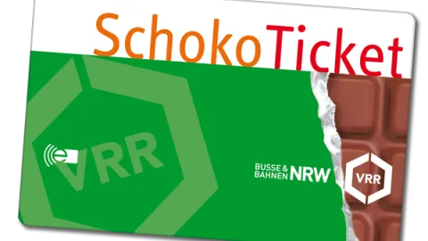 Eine Scheckkarte mit der Aufschrift 'SchokoTicket'