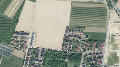 Blick auf der Luft auf das betreffende Gebiet 