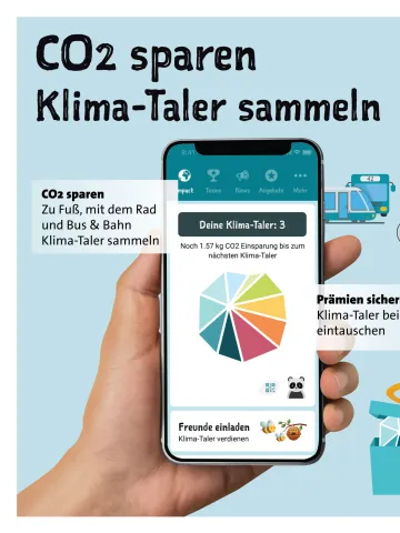 Smartphone mit App zum Thema Klima-Taler sammeln