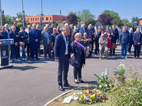 BM und Delegation in Linselles 80 Jahre Kriegsende