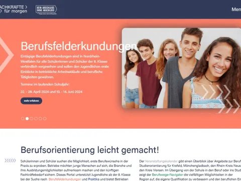 Screenshot Seite Fachkräfte für Morgen 
